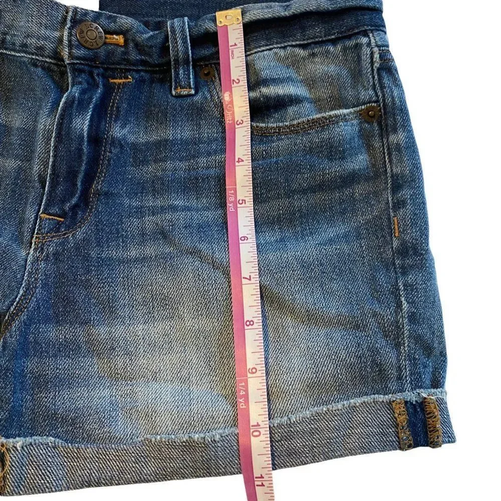 J.Crew Blue Denim Distressed Cuffed Jean Shorts Sz‎ 27